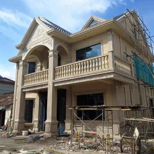 扬州 黄金麻花岗岩石材私人别墅雕花门楼柱阳台栏杆