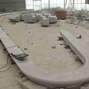 扬州 芝麻白花岗岩弧形花坛石，坐凳石