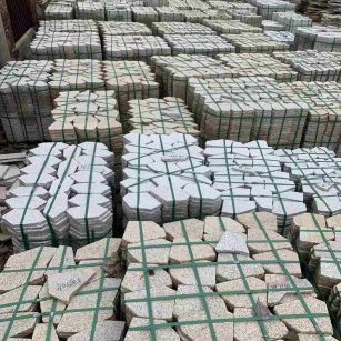 扬州 黄金麻白麻花岗岩荔枝面地铺石(冰裂纹)