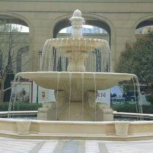 扬州 黄金麻花岗岩异型加工——户外庭院石雕流水喷泉