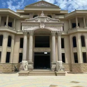 扬州 黄金麻别墅外墙干挂，大柱，大象，蘑菇石，雕花板