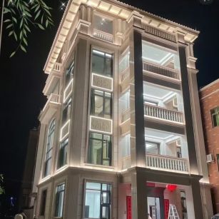 扬州 芝麻白花岗岩别墅外墙夜间效果