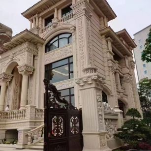 扬州 黄金麻花岗岩别墅外墙干挂效果展示