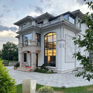 扬州 白麻花岗岩私人别墅干挂石材豪华定制