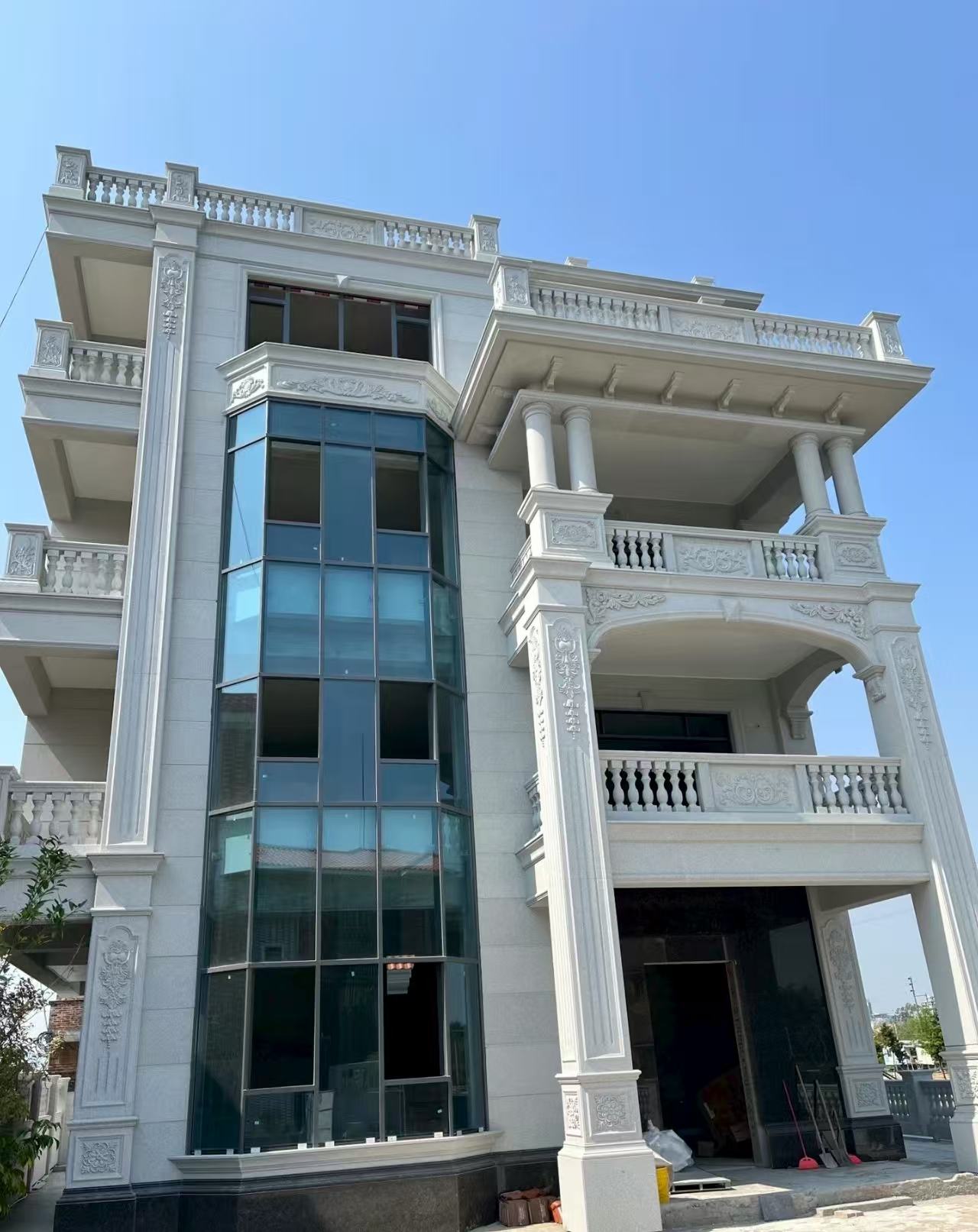 扬州 白麻花岗岩别墅外墙干挂效果展示