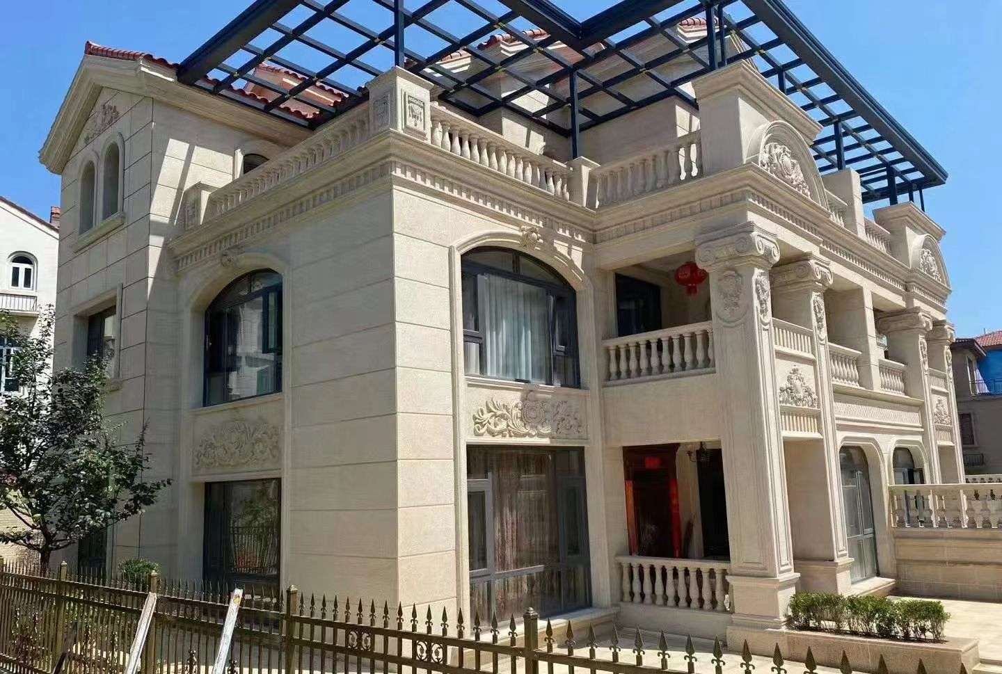 扬州 黄金麻花岗岩荔枝面别墅外墙干挂