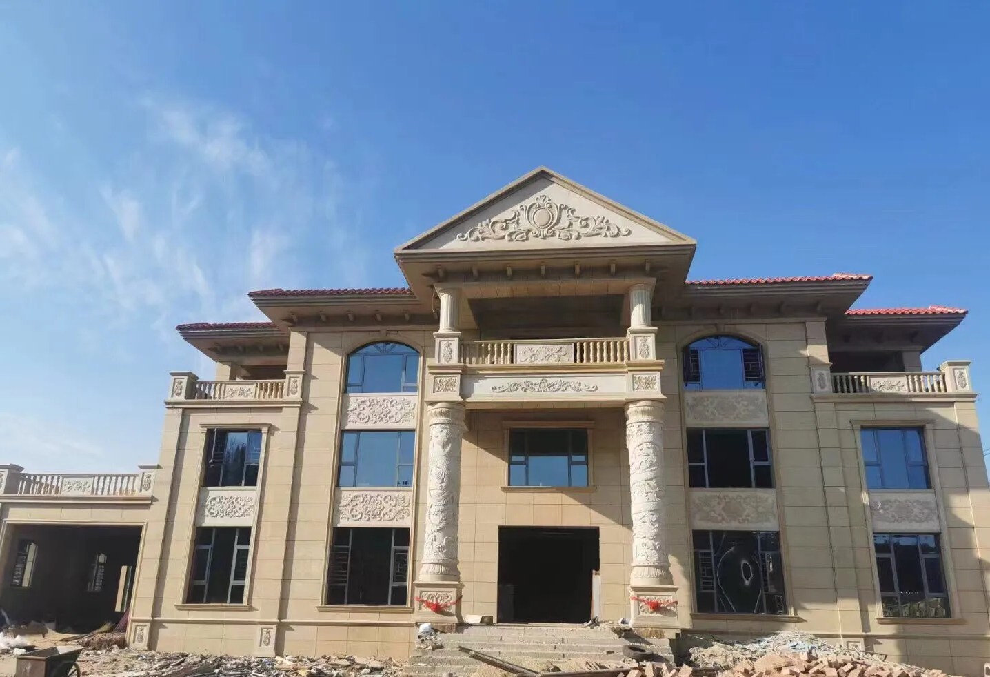 扬州 黄金麻花岗岩别墅外墙干挂